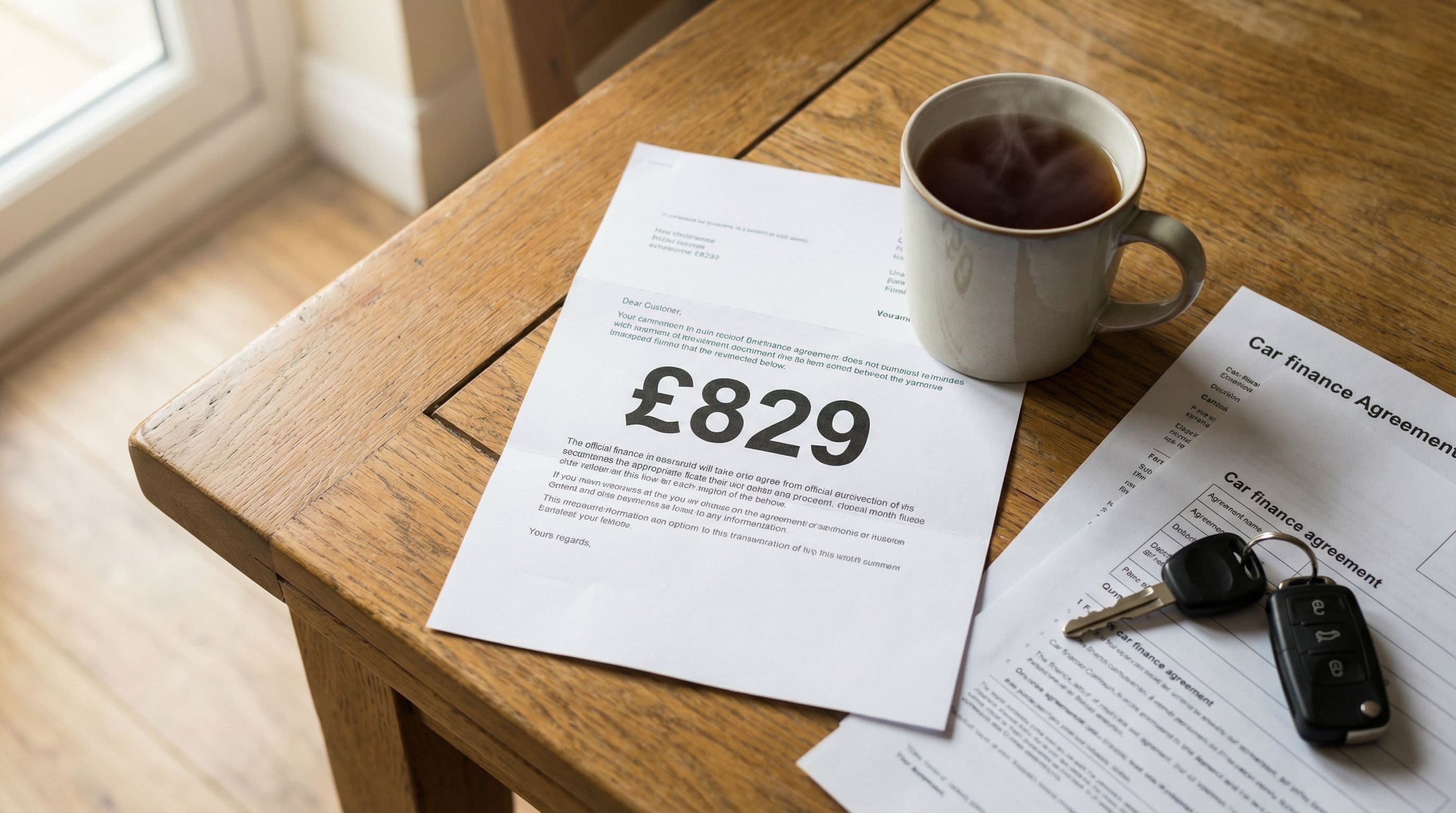 Compensation letter showing £829 payout sits on kitchen table with morning tea.