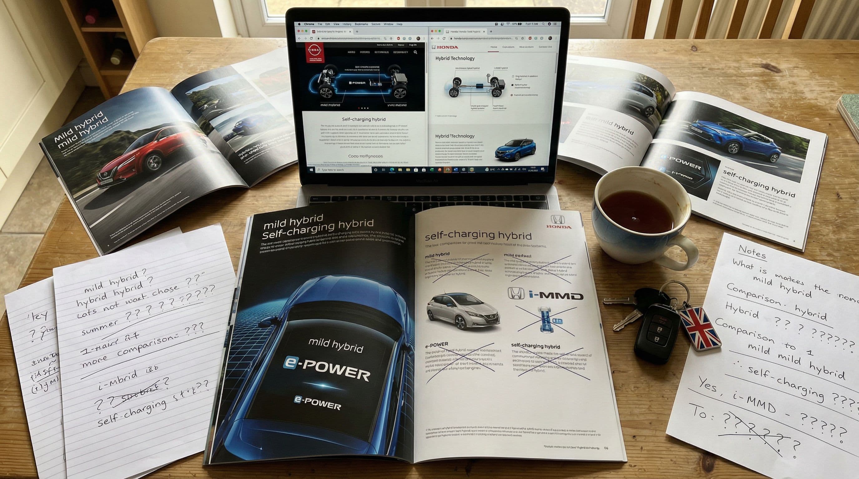 Consumer research materials show the bewildering array of hybrid terminology facing British buyers.